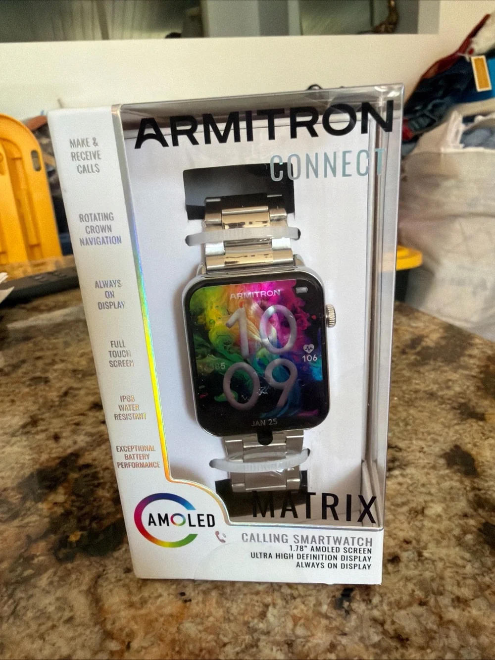 Armitron Silver Stainless Steel AMOLED Smartwatch with Multicolor Display